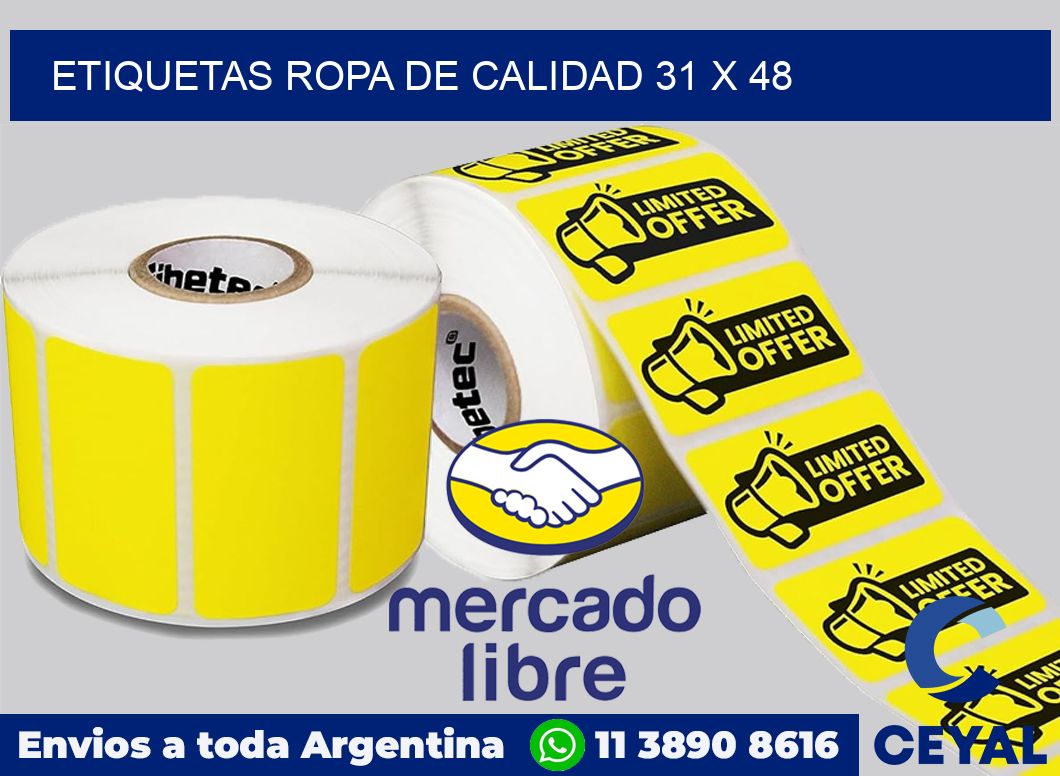 Etiquetas ropa de calidad 31 x 48