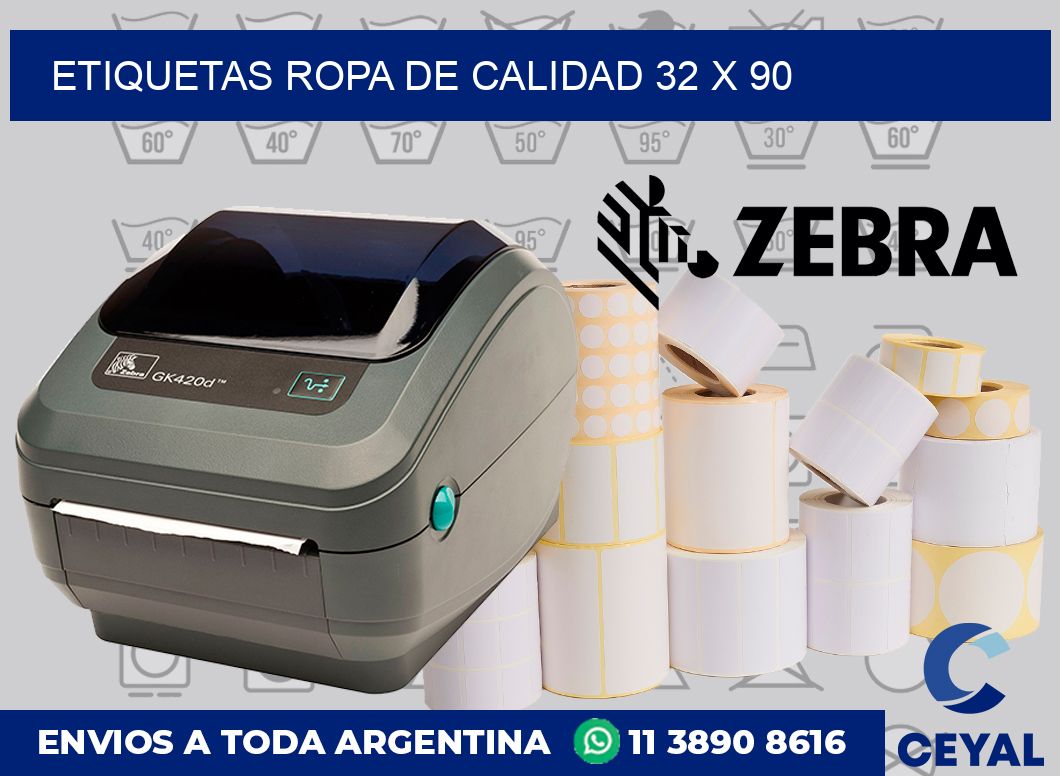 Etiquetas ropa de calidad 32 x 90