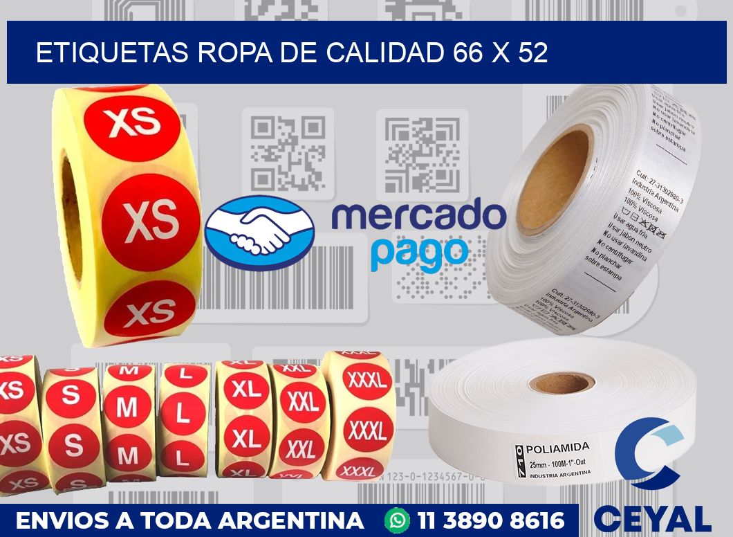 Etiquetas ropa de calidad 66 x 52