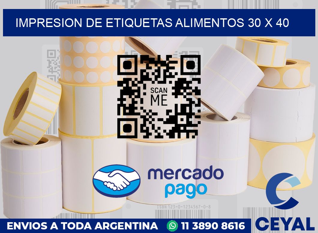 Impresion de etiquetas alimentos 30 x 40