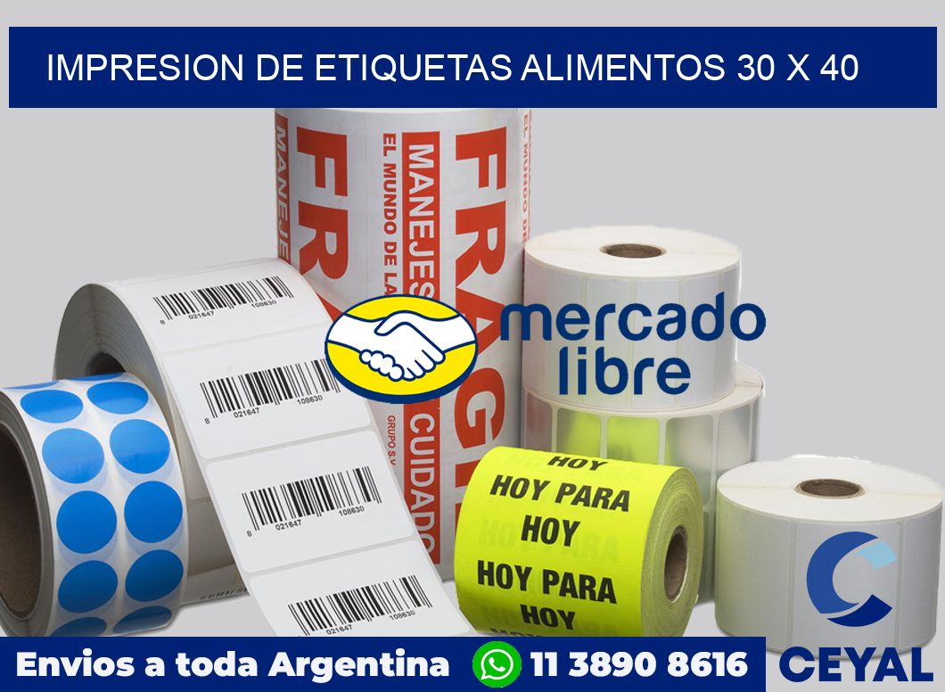 Impresion de etiquetas alimentos 30 x 40