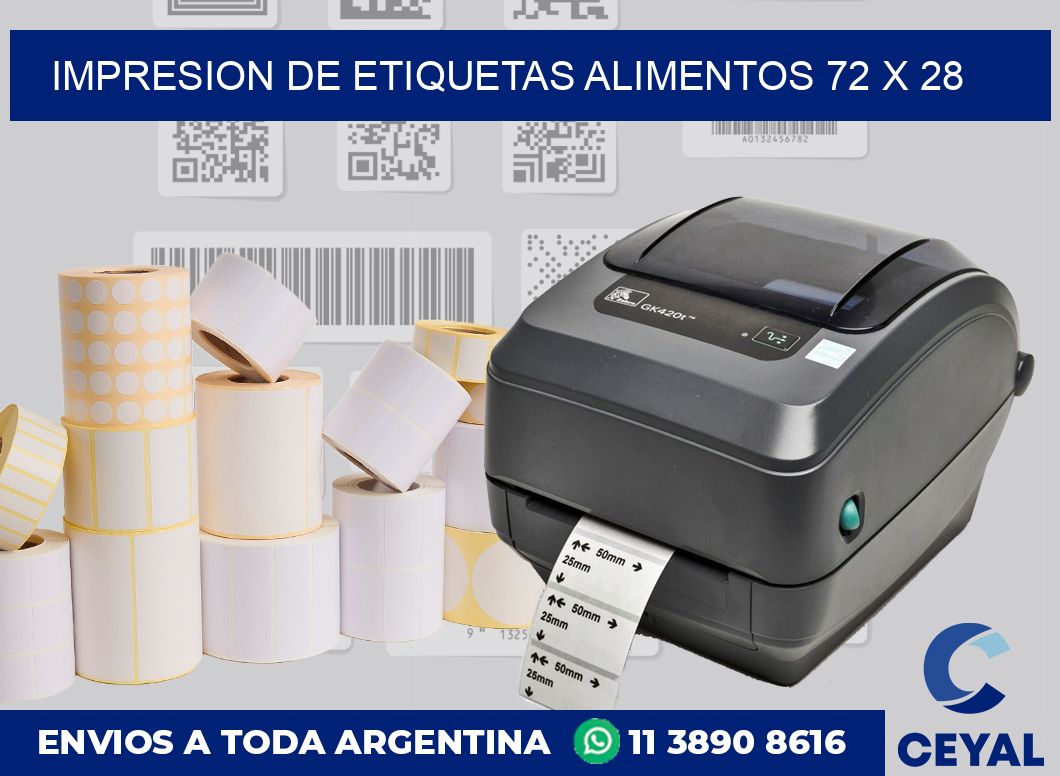 Impresion de etiquetas alimentos 72 x 28