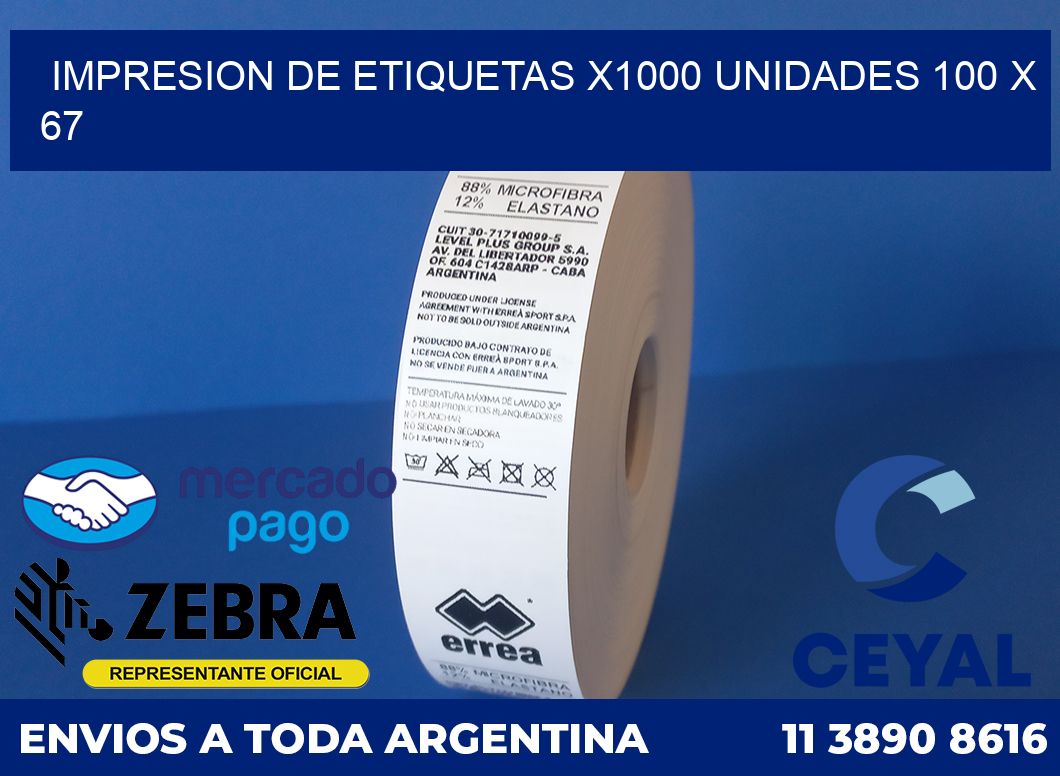 Impresion de etiquetas x1000 unidades 100 x 67