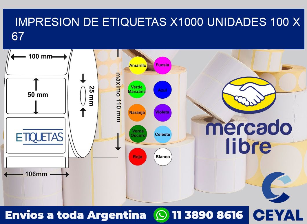 Impresion de etiquetas x1000 unidades 100 x 67