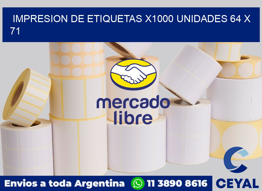Impresion de etiquetas x1000 unidades 64 x 71