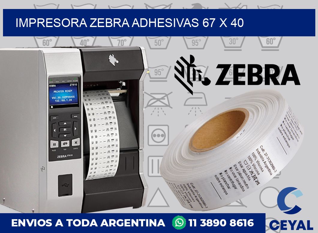 Impresora Zebra adhesivas 67 x 40