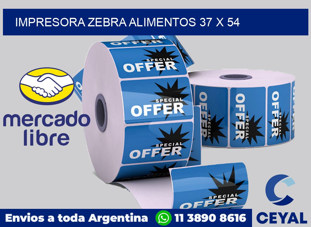 Impresora Zebra alimentos 37 x 54