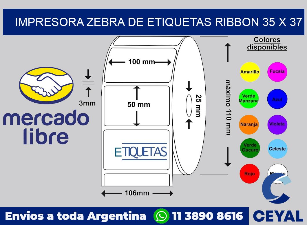Impresora Zebra de etiquetas ribbon 35 x 37
