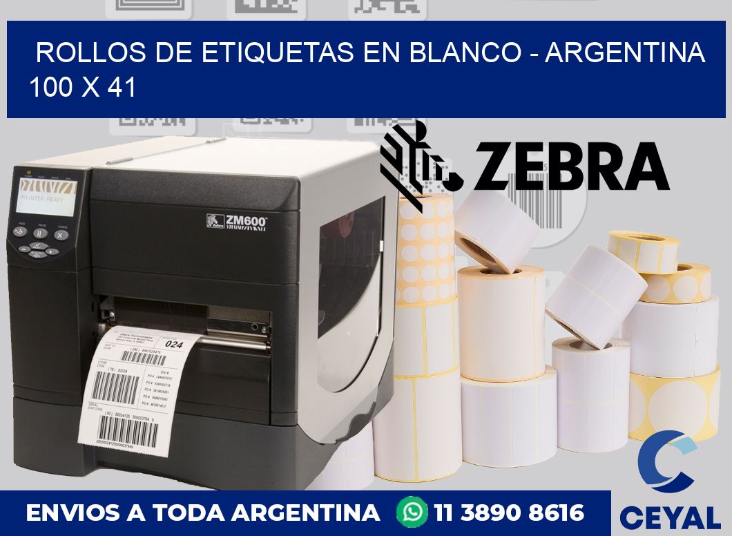 Rollos de etiquetas en blanco – Argentina 100 x 41
