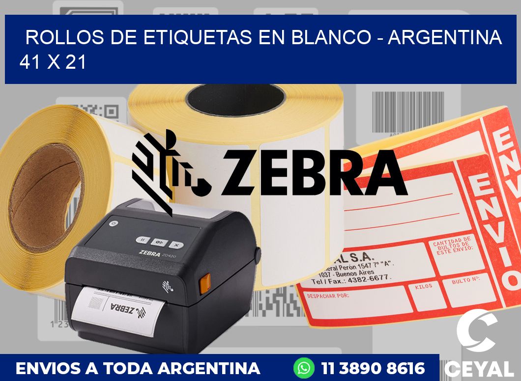 Rollos de etiquetas en blanco - Argentina 41 x 21