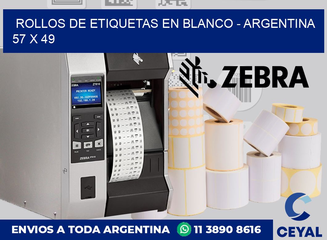 Rollos de etiquetas en blanco – Argentina 57 x 49