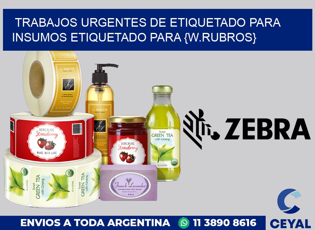 Trabajos urgentes de etiquetado para Insumos etiquetado para bolsos