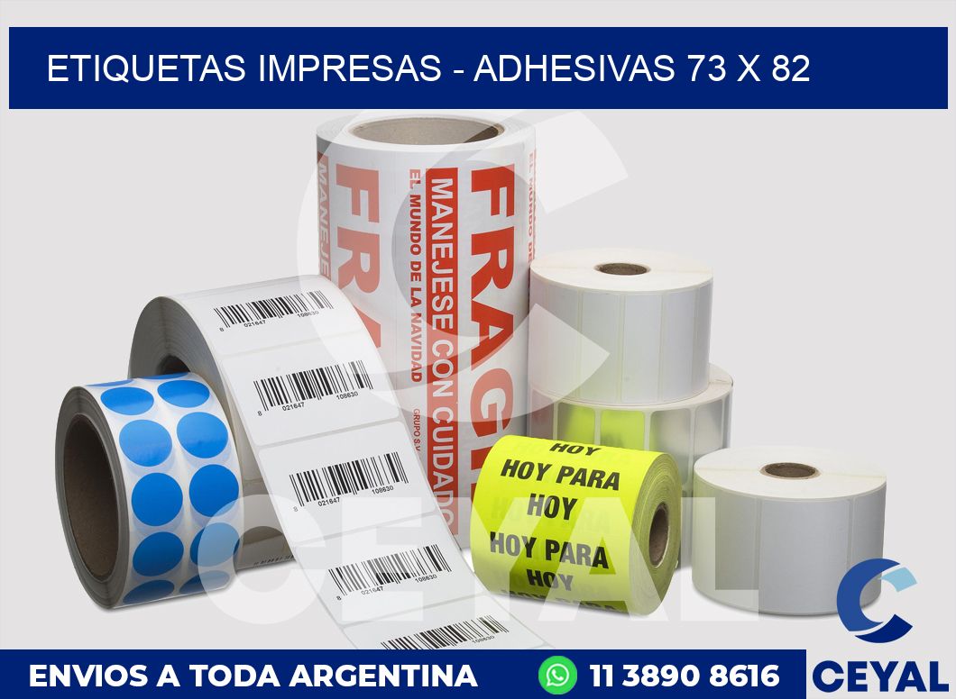etiquetas impresas - Adhesivas 73 x 82