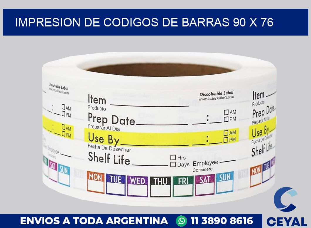 impresion de codigos de barras 90 x 76