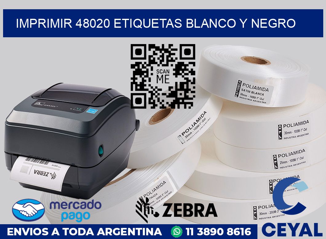imprimir 48020 etiquetas blanco y negro