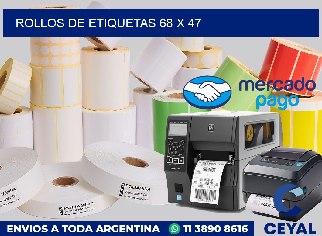 rollos de etiquetas 68 x 47