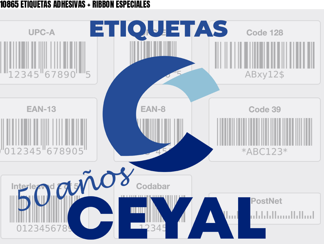 10865 ETIQUETAS ADHESIVAS + RIBBON ESPECIALES