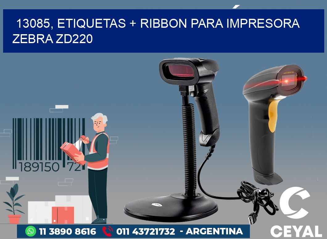 13085, etiquetas + ribbon para impresora zebra zd220