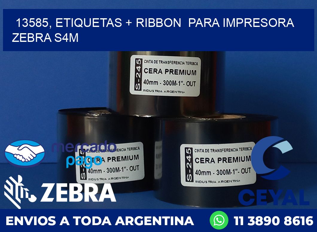 13585, etiquetas + ribbon para impresora zebra S4M