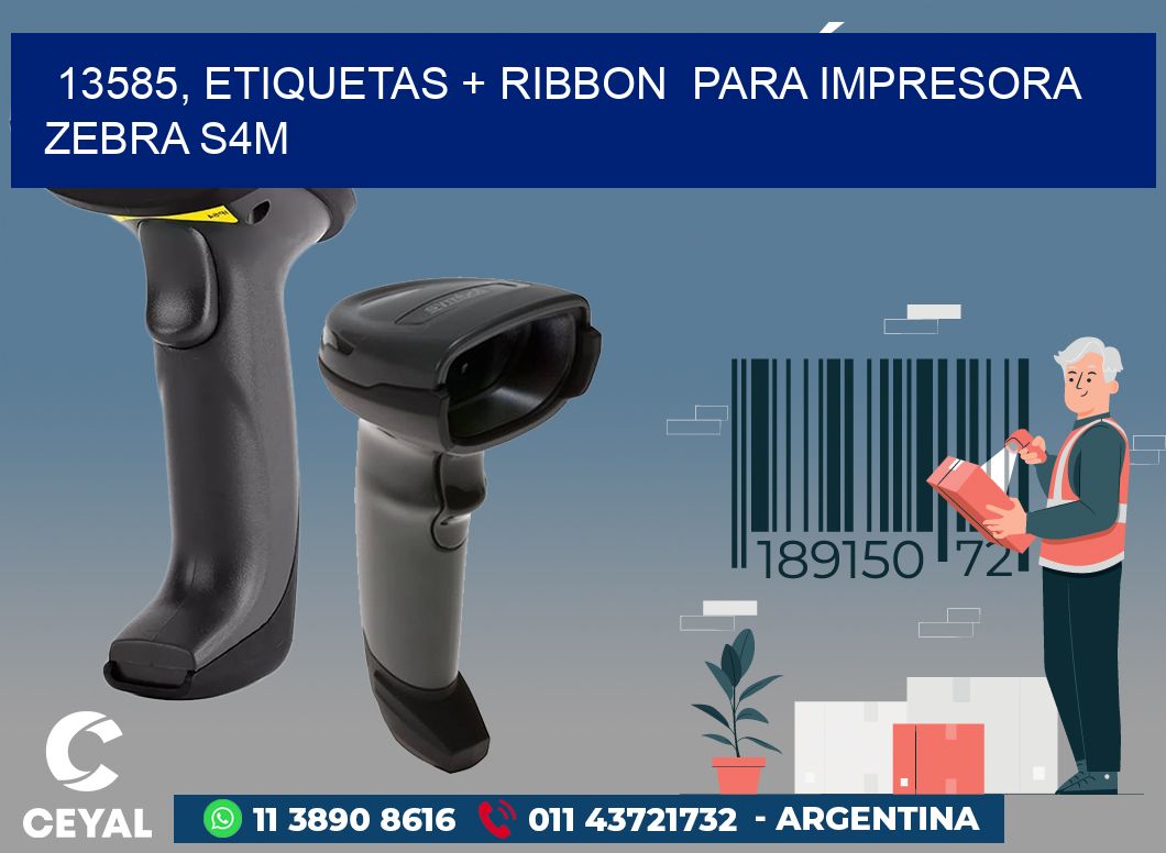 13585, etiquetas + ribbon para impresora zebra S4M