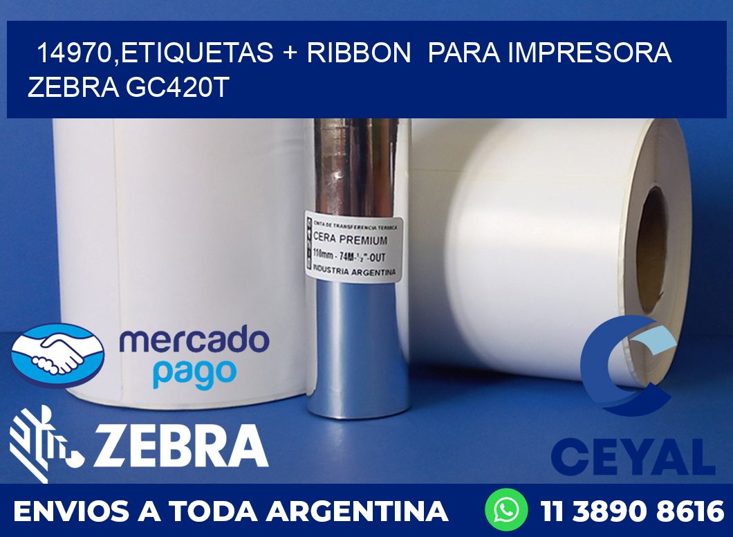 14970,etiquetas + ribbon para impresora zebra GC420T
