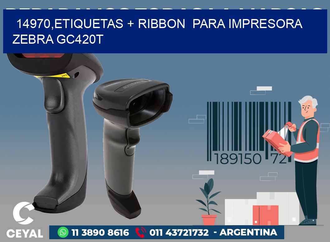 14970,etiquetas + ribbon para impresora zebra GC420T
