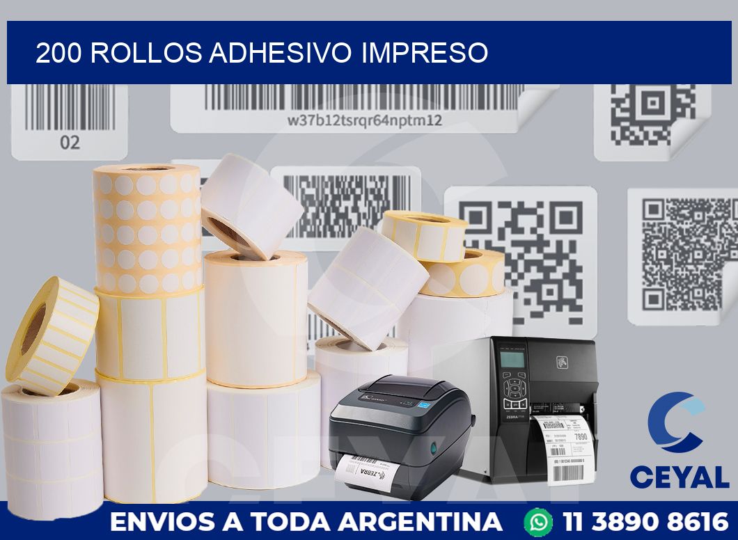 200 ROLLOS ADHESIVO IMPRESO