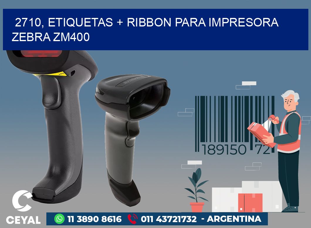 2710, etiquetas + ribbon para impresora zebra ZM400