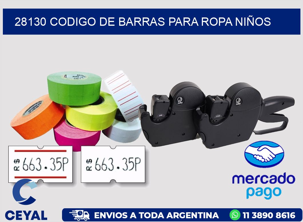 28130 CODIGO DE BARRAS PARA ROPA NIÑOS