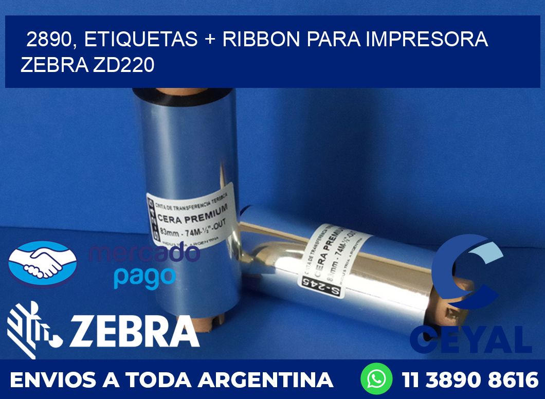 2890, etiquetas + ribbon para impresora zebra zd220