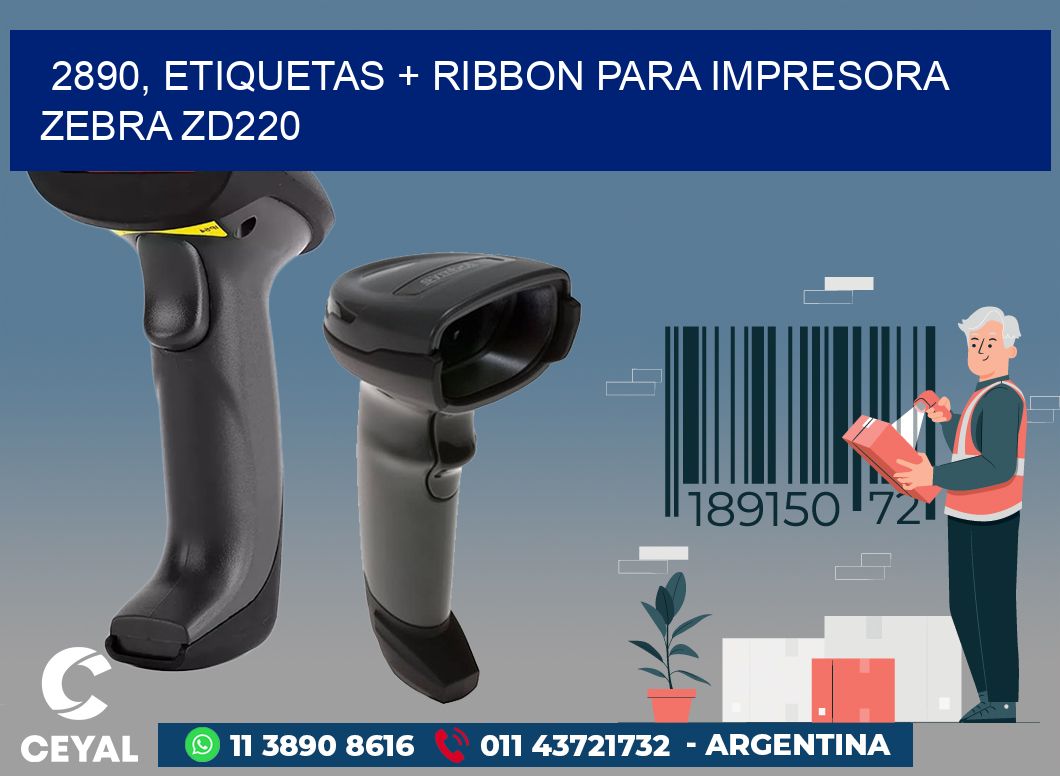 2890, etiquetas + ribbon para impresora zebra zd220