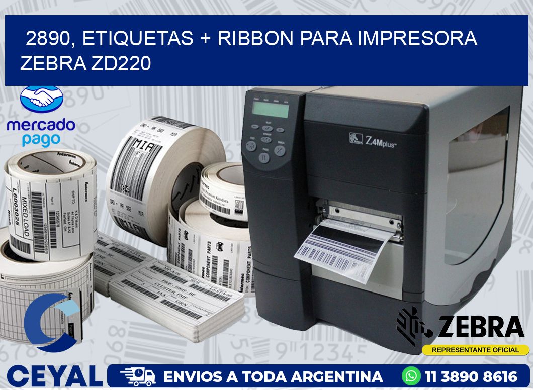 2890, etiquetas + ribbon para impresora zebra zd220