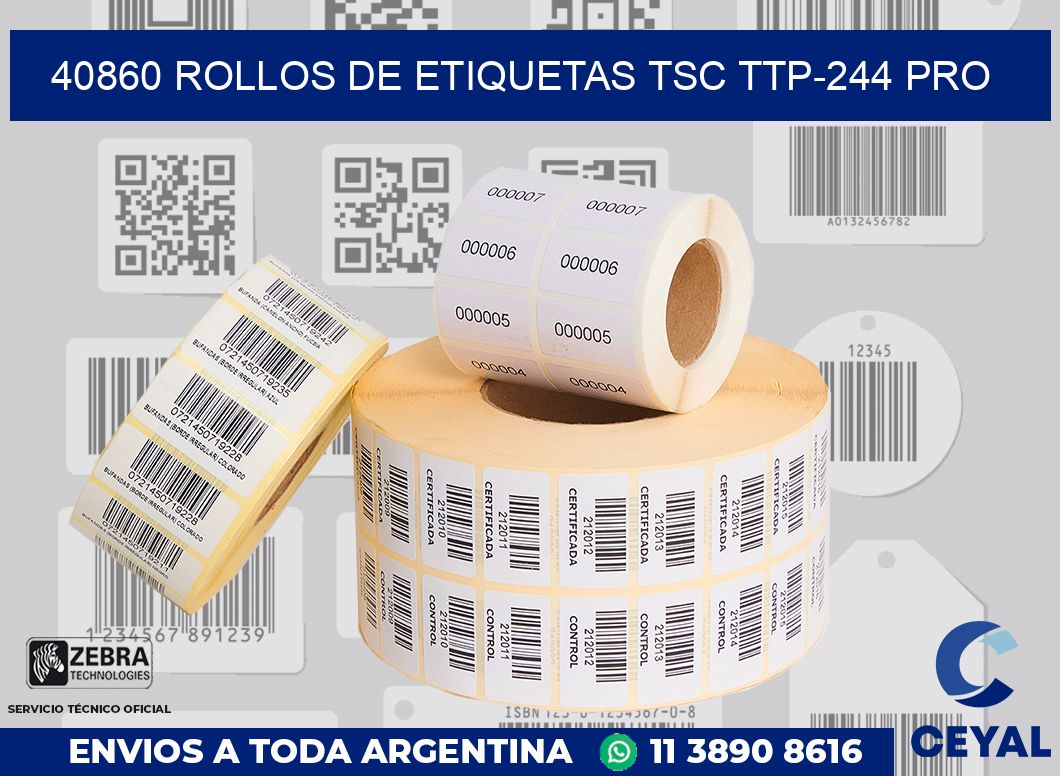 40860 ROLLOS DE ETIQUETAS TSC TTP-244 PRO