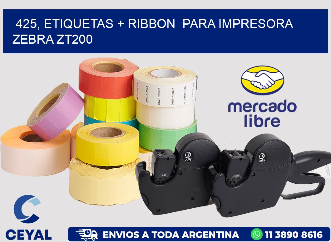 425, etiquetas + ribbon para impresora zebra ZT200