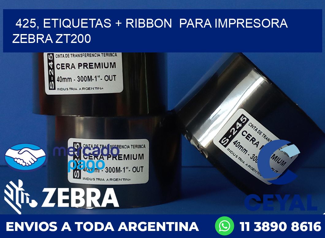 425, etiquetas + ribbon para impresora zebra ZT200