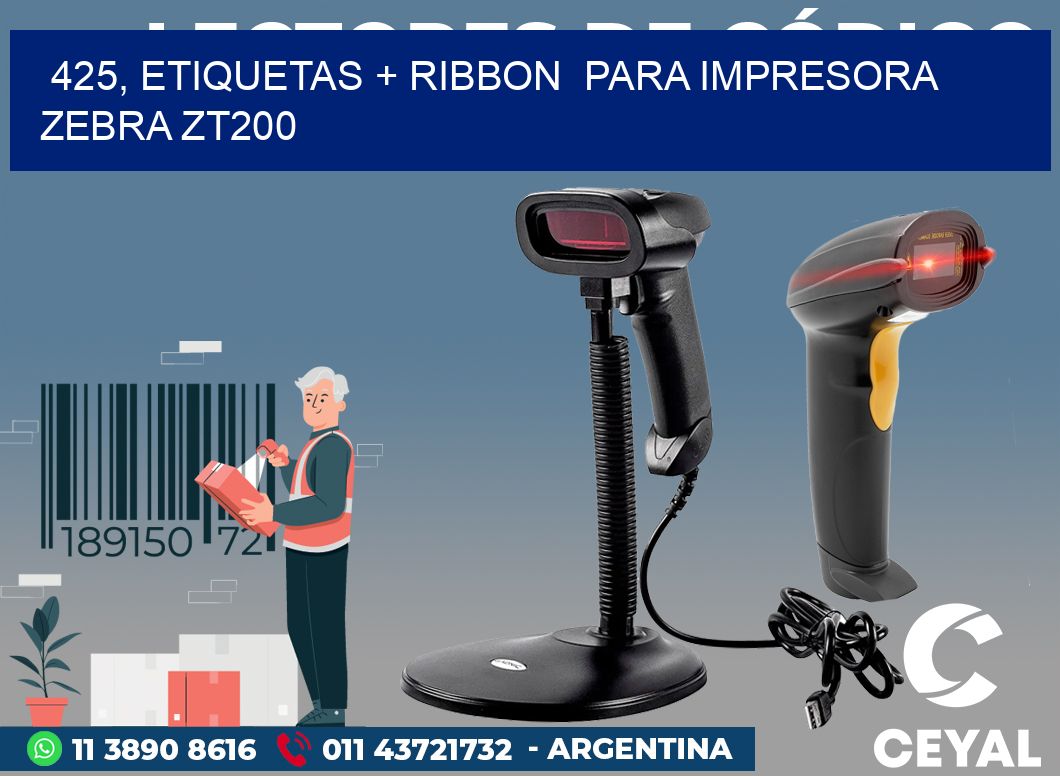 425, etiquetas + ribbon para impresora zebra ZT200