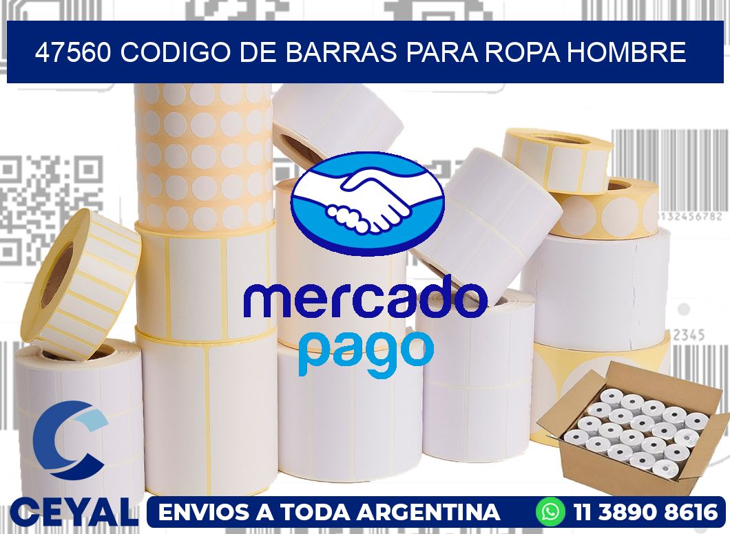 47560 CODIGO DE BARRAS PARA ROPA HOMBRE