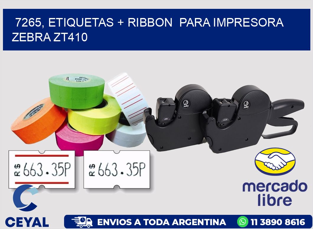 7265, etiquetas + ribbon  para impresora zebra ZT410