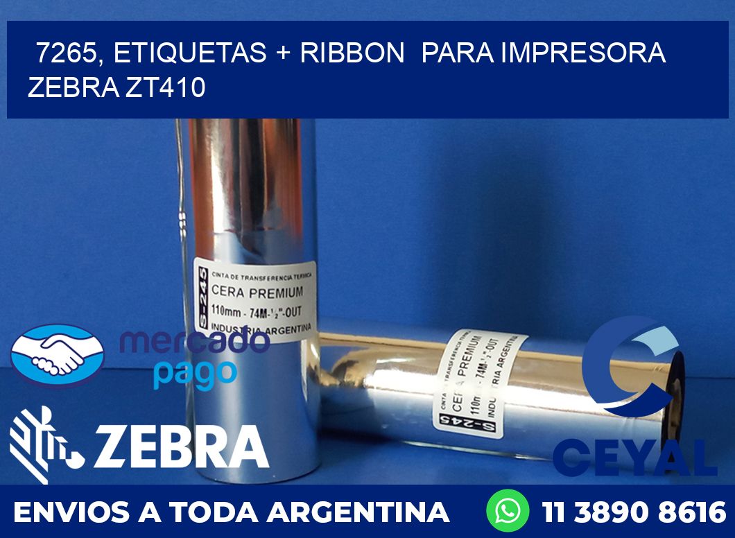 7265, etiquetas + ribbon  para impresora zebra ZT410