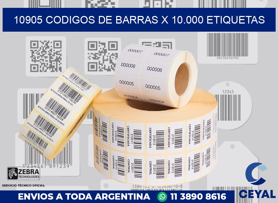 10905 codigos de barras x 10.000 etiquetas