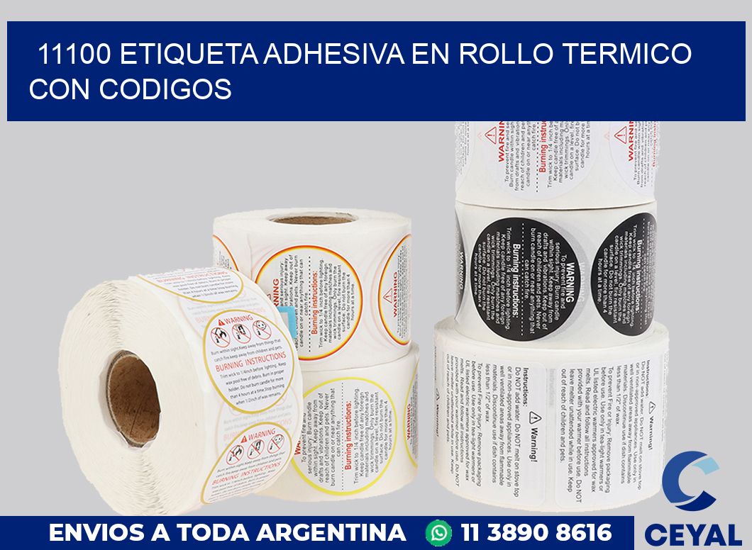 11100 ETIQUETA ADHESIVA EN ROLLO TERMICO CON CODIGOS