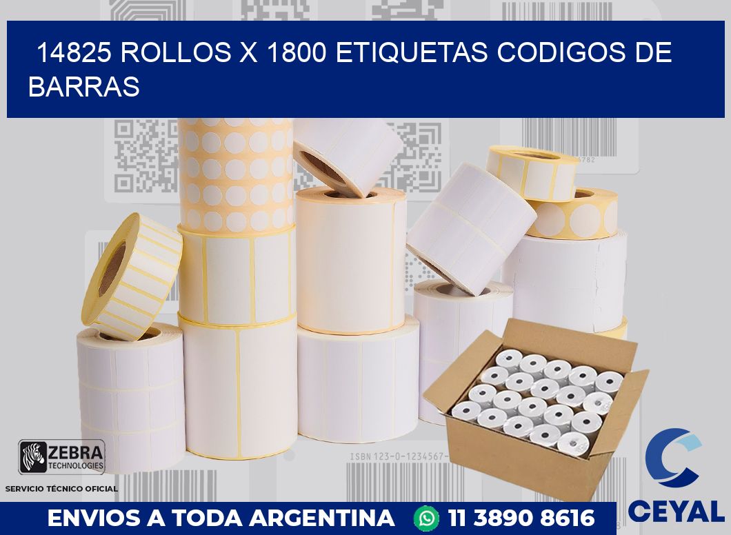 14825 Rollos x 1800 etiquetas codigos de barras