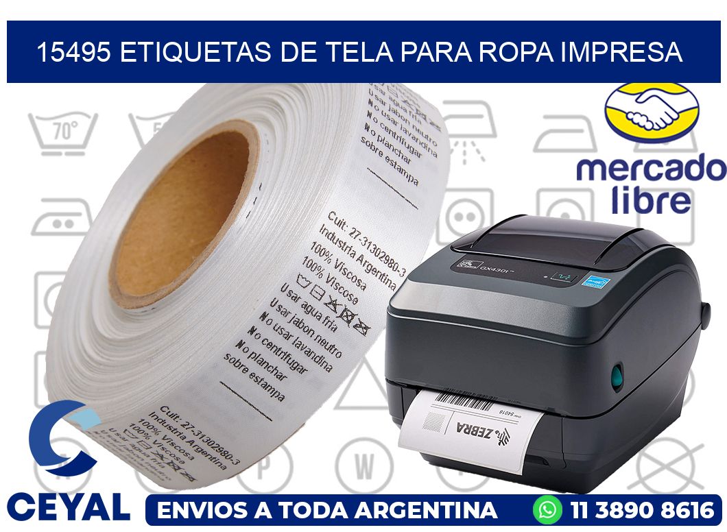 15495 ETIQUETAS DE TELA PARA ROPA IMPRESA