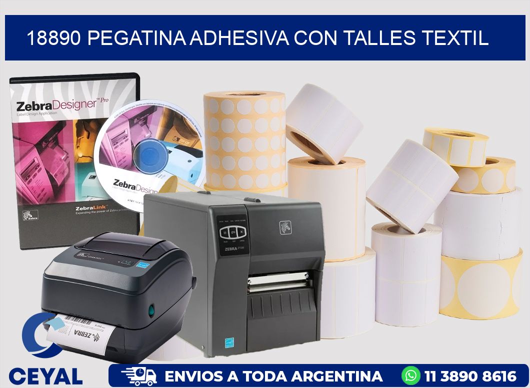18890 PEGATINA ADHESIVA CON TALLES TEXTIL