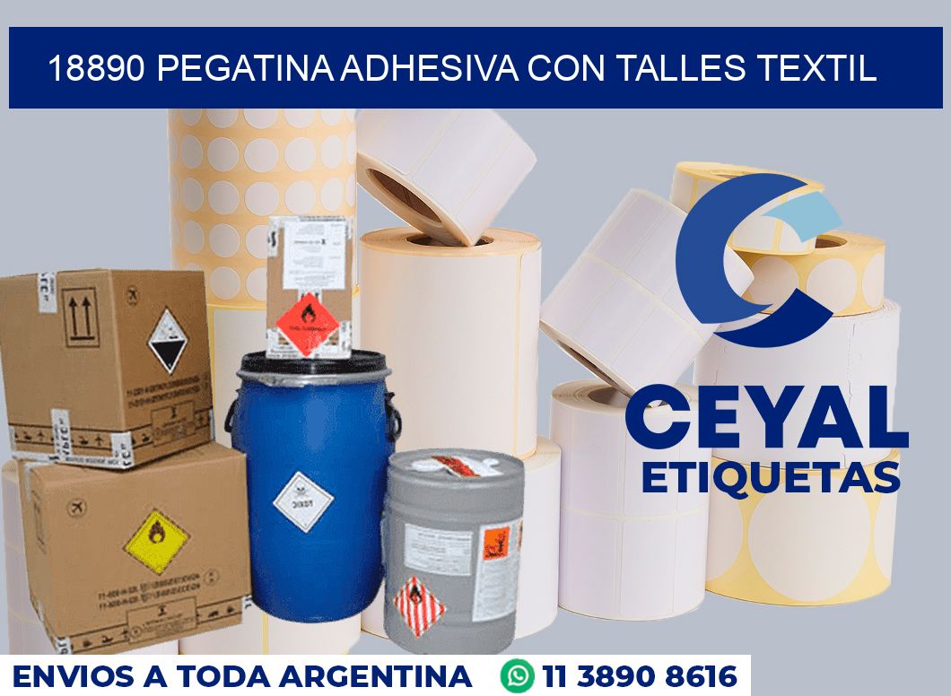 18890 PEGATINA ADHESIVA CON TALLES TEXTIL
