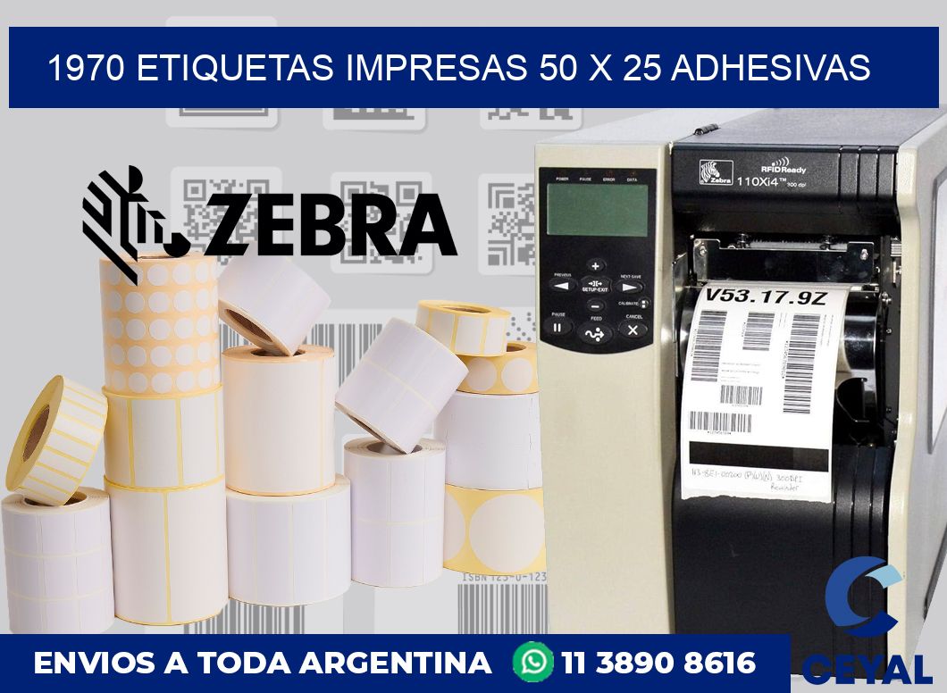 1970 ETIQUETAS IMPRESAS 50 X 25 ADHESIVAS