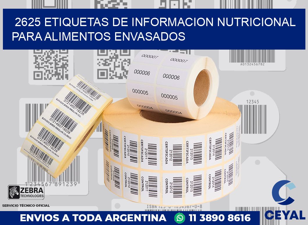 2625 ETIQUETAS DE INFORMACION NUTRICIONAL PARA ALIMENTOS ENVASADOS