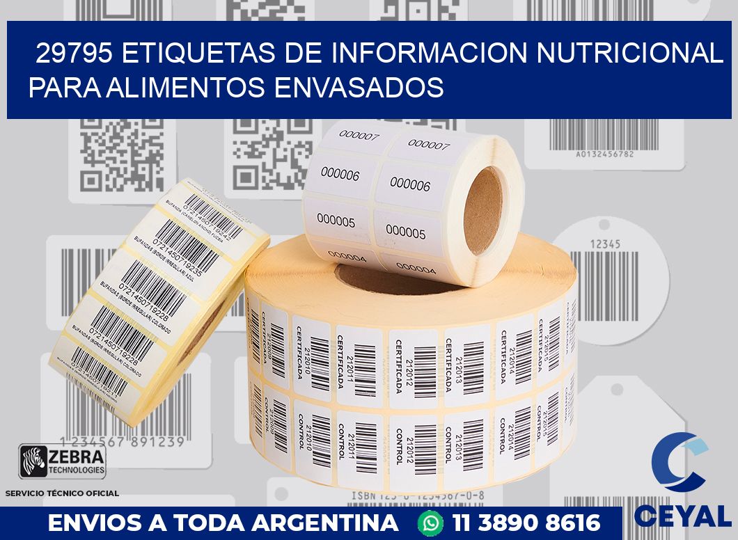 29795 ETIQUETAS DE INFORMACION NUTRICIONAL PARA ALIMENTOS ENVASADOS
