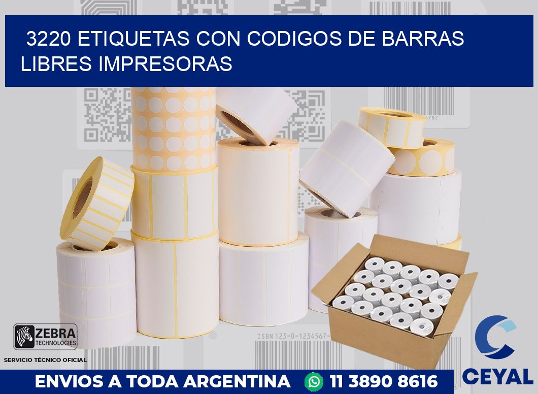 3220 ETIQUETAS CON CODIGOS DE BARRAS LIBRES IMPRESORAS