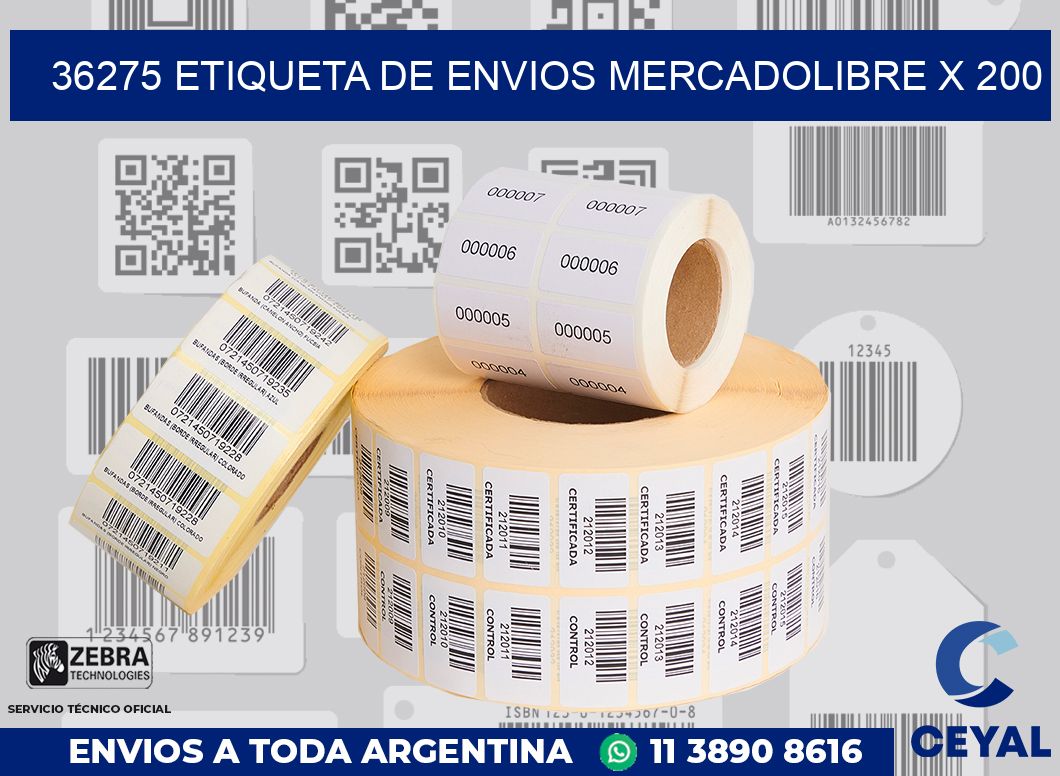 36275 etiqueta de envios mercadolibre x 200